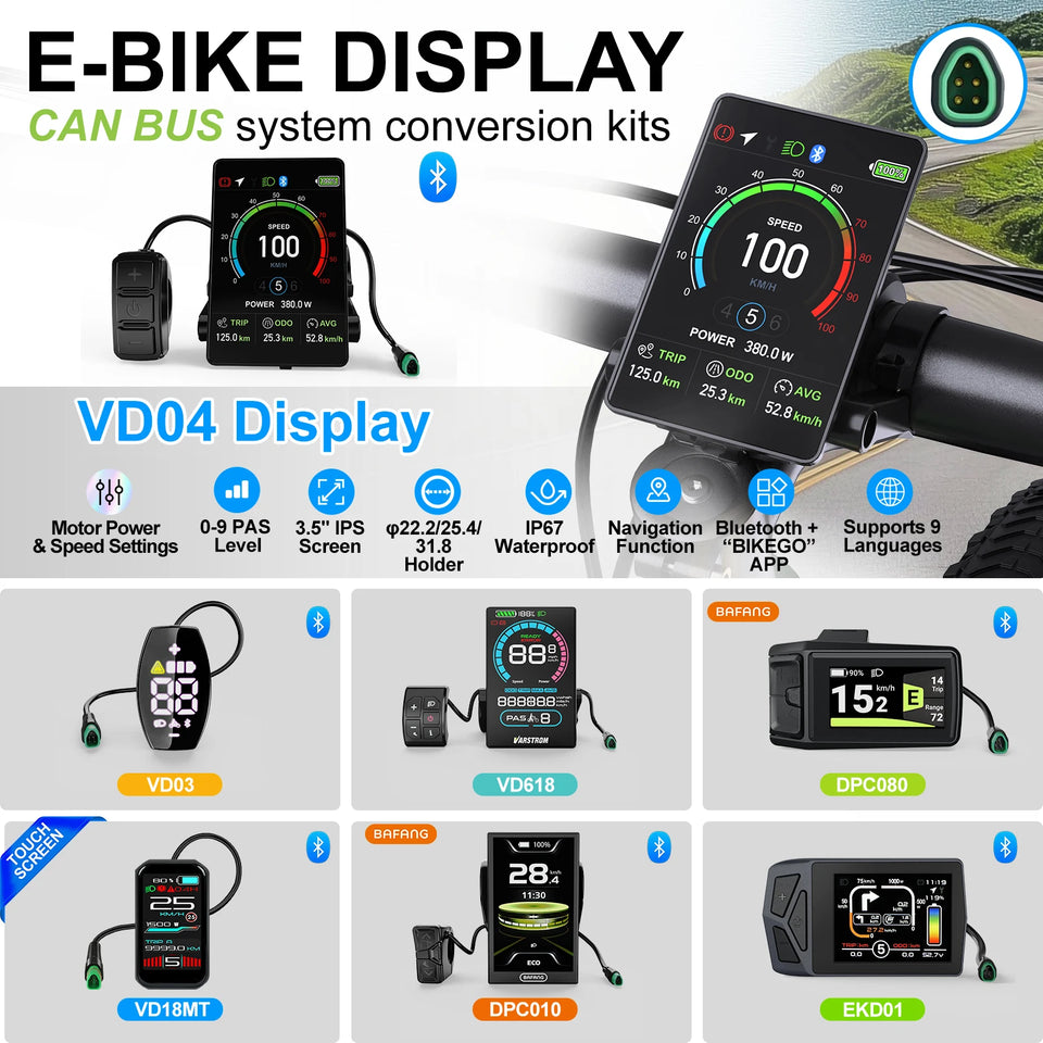 BAFANG CAN Display Electric Bike Computer DPC010 VD618 EKD01 Bluetooth Bafang CAN BUS Protocol Motors 5Pin Male Ebike Conversion