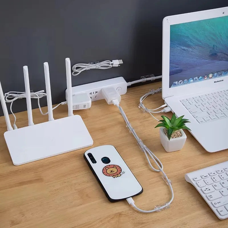 Cable Organizer Clips Cable Management Desktop Workstation ABS Wire Manager Cord Holder USB Charging Data Line Bobbin Winder