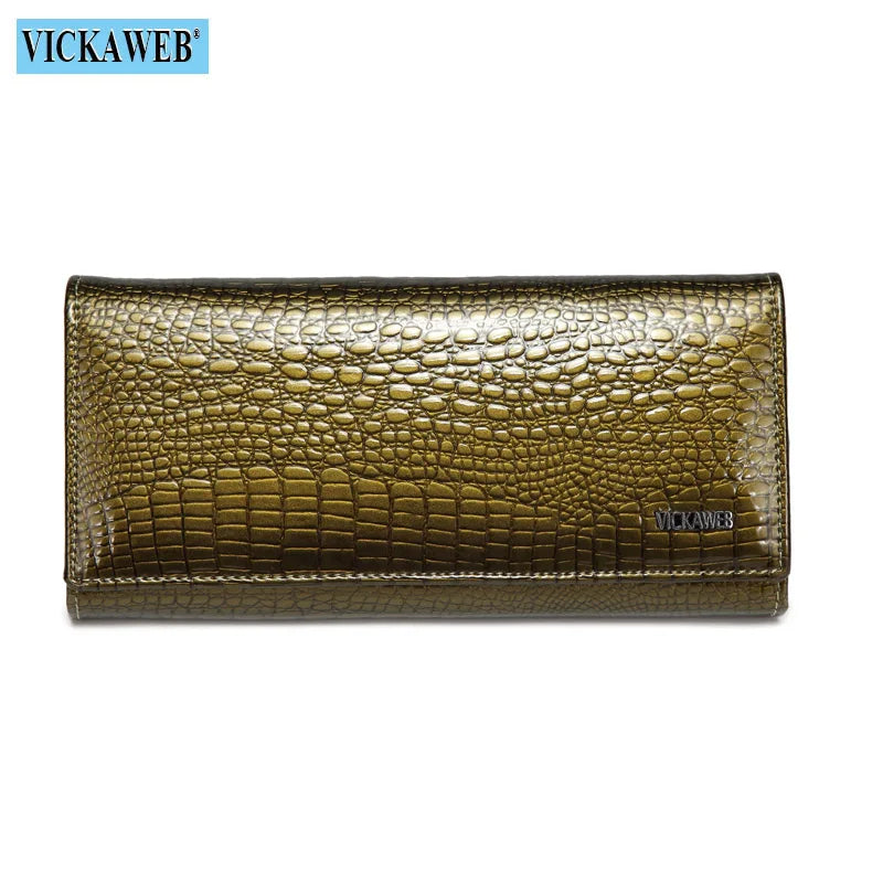 New Women Magnetic Hasp Wallet Genuine Leather Coin Purse Ladies Long Fashion Female Card Hold Money Bag AE501-1