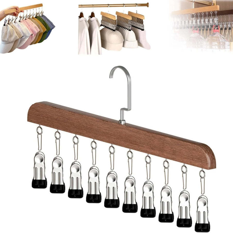 Closet Organizer with 10 Clips Hat Storage Rack Space Saving Hanging Clothes Organizer for Jeans Skirts Socks Pant Hangers