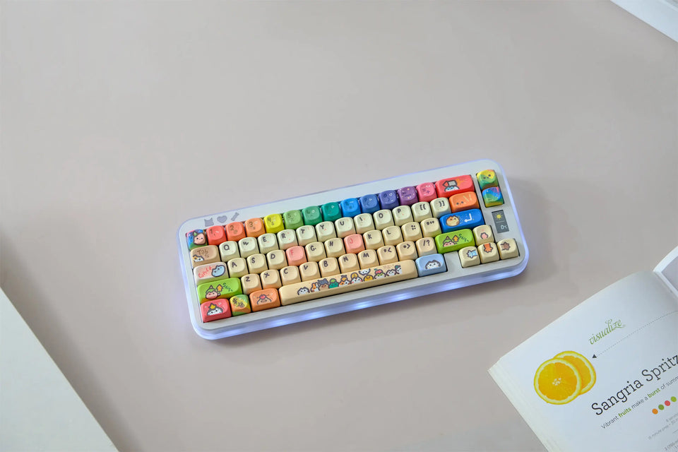 Cat Party Keycaps Set 132 Keys PBT Material Keycaps MOA XOA Profile DYE-SUB For MX Switch Wooting Mechanical Keyboard Keycap