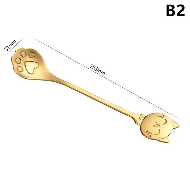 Creative Cat Claw Spoon Ice Cream Cake Dessert Teaspoon Scoops Tableware Kitchen Accessories Stainless Steel Coffee Mixing Spoon