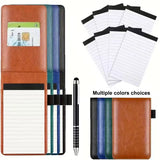 A7 Pocket Notebook with Pen - Portable Faux Cover, Replaceable Pages (Refillable), Compact Journal for Notes, Meetings, Travel