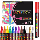 12/18/24 Vibrant Acrylic Marker Set, Medium Tip (2-3mm) Suitable for Rock Painting, Black Paper, and Skateboard Decoration