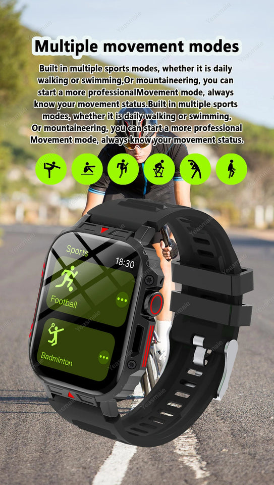New Outdoor Smartwatch Men Women Bluetooth Call Heart Rate Health Monitor Military Watches GPS track Sports Fitness Smart Watch
