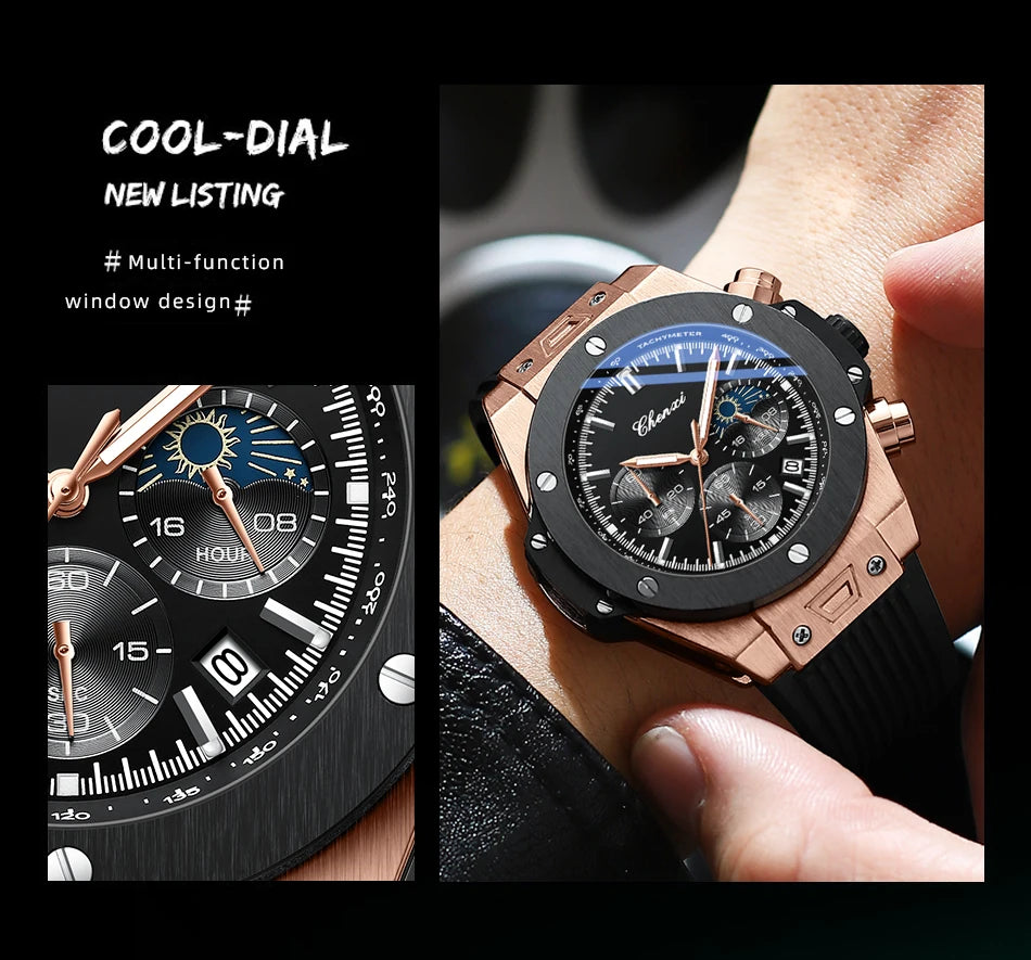CHENXI Top Brand Luxury Watches for Mens Creative Fashion Luminous Dial with Chronograph Clock Male Casual Wristwatches