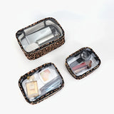 Waterproof Large Capacity Leopard Print Clear Makeup Bag Portable Travel Toiletries Storage Cosmetic Organizer with Zipper
