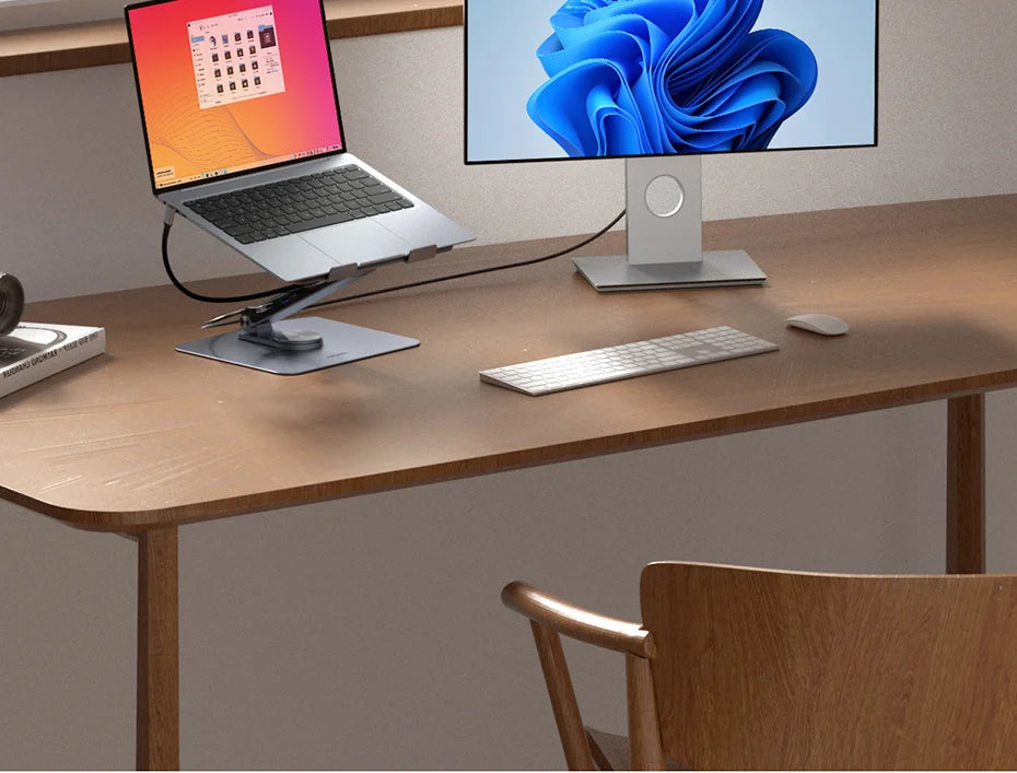 Hagibis Adjustable Aluminum Laptop Stand for Desk with USB C Dock Ergonomic Laptop Riser USB C Hub For Macbook Windows Notebook