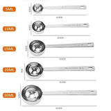 High-quality Stainless Steel Measuring Spoon Blending Thicken Coffee Scoop 5/10/15/20/30ML Powder Spoon Coffee