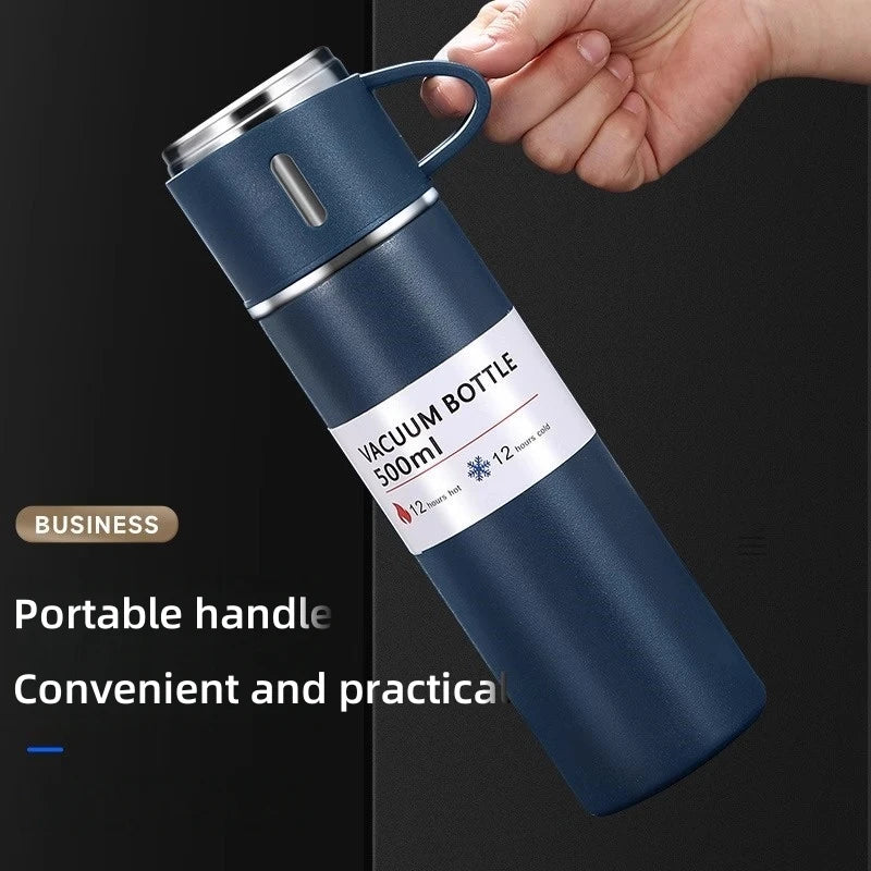 500ml 304 Stainless Steel Vacuum Insulated Water Bottle Portable Tea Coffee Bottle Office Gift Set Travel Leak Proof Thermal Mug