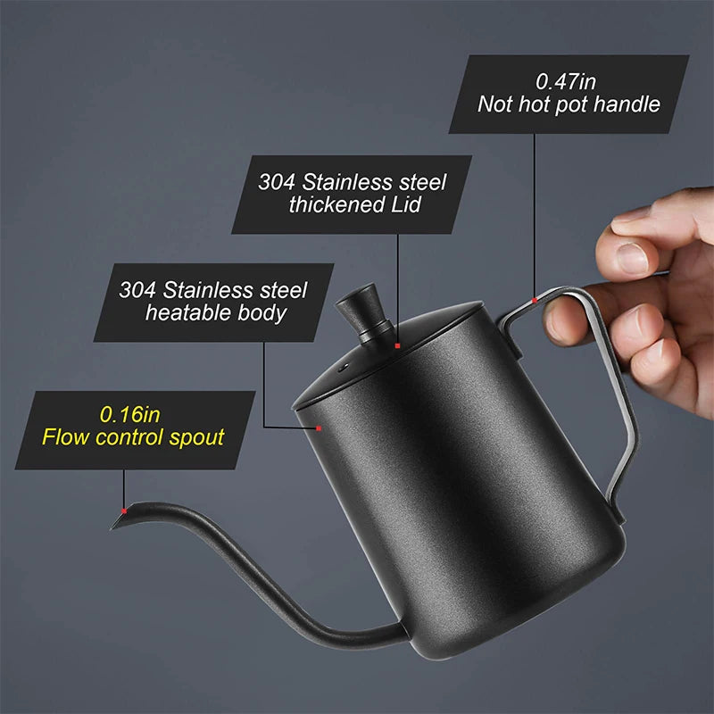 Coffee Hand Brewing Pot 250/350/600ML Stainless Steel Long Gooseneck Coffee Pot Kettle For Induction Stove Tops Kitchen Tools