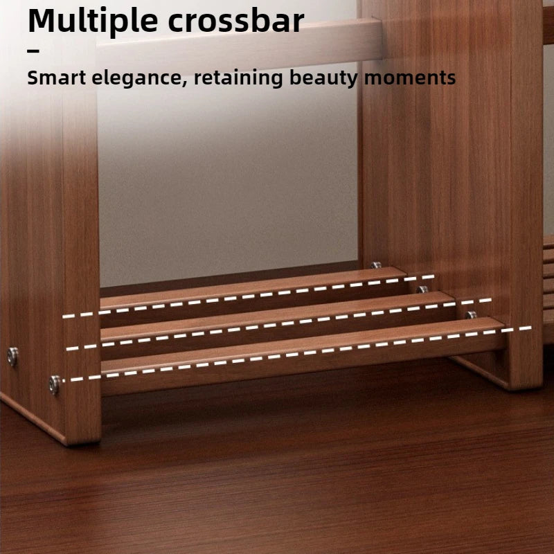 Solid wood bookshelf, desk shelf, desktop finishing, Nanzhu simple vertical table, small retractable storage shelf
