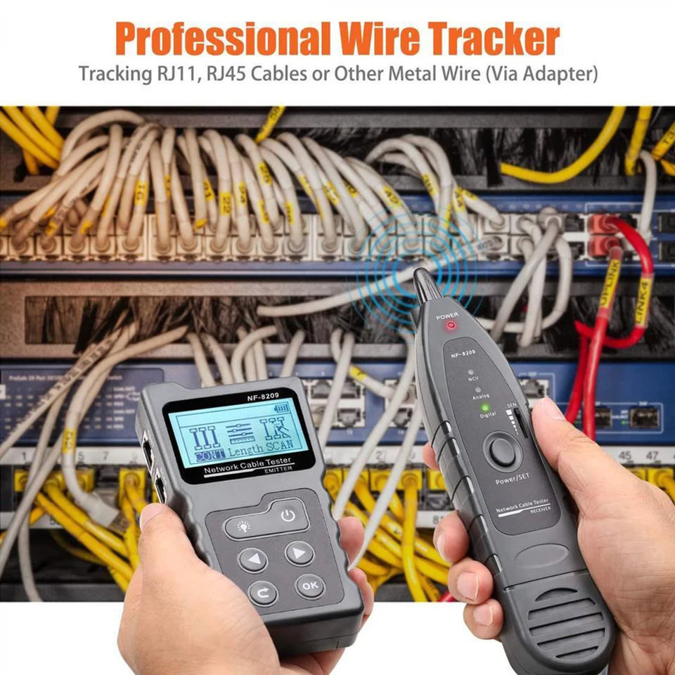 NOYAFA LCD Display Measure Length Tracker NF-8209 Cable POE Wire Checker Test Network Tool Scan Cable Wiremap Tester
