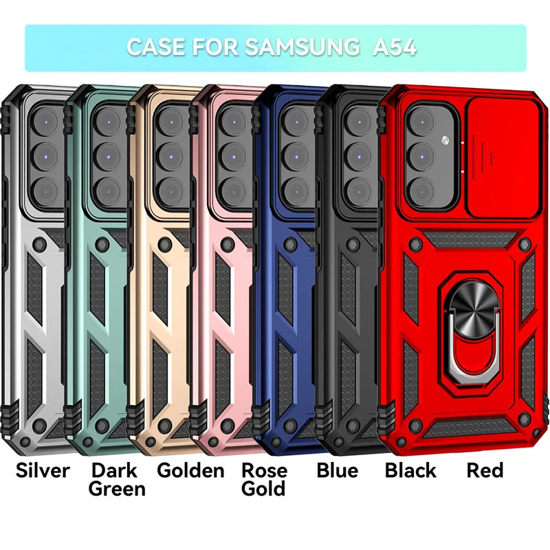 For Samsung Galaxy A14 A34 A54 5G Case Slide Camera Protect Armor Phone Case For Samsung A54 A 14 34 54 Magnet Holder Ring Cover