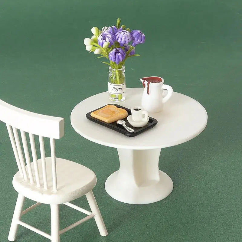 Handcrafted 7Pcs Miniature Dollhouse Coffee Cup Scene Model with Tray Plate, Perfect for Desktop Decoration