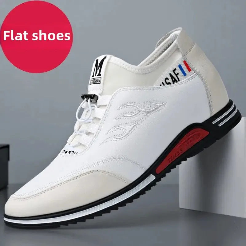 2024 Autumn New Casual Shoes For Men Fashionable Inside Increased High 6cm Lazy Shoes Rubber Shoe Sole Polyamide Leather Shoe