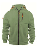 Multiple pockets and Zippers Men's Fashion Hoodie Sweatshirt Autumn Winter Cardigan Casual Clothing
