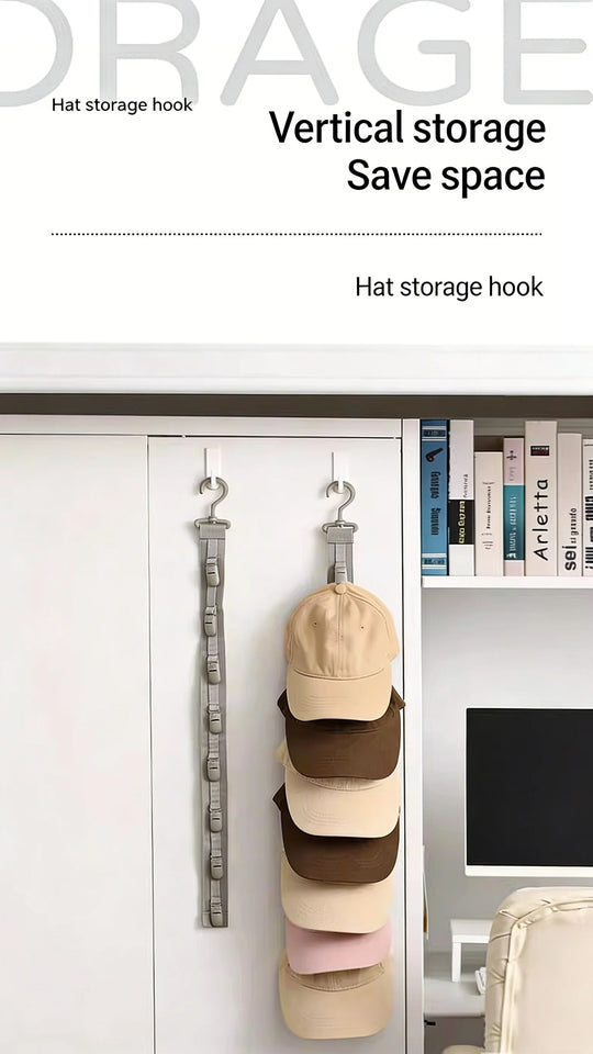 Closet Hat Rack Over the Door Hat Rack Hanging Hat Racks with Clip Buckle Baseball Caps Rack Hat Organizer Cap Rack Closet Door