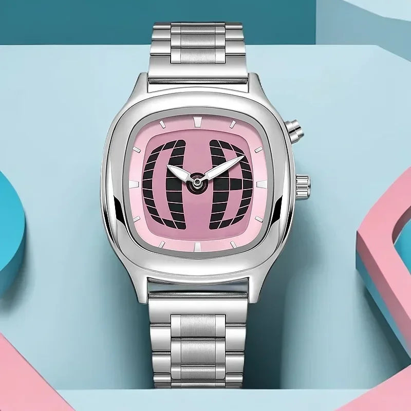Business AAA Quartz Watch Color Square Y2K Pointer Number Dual Display Steel Personalize Hot Watches Men Dynamic Design Clcok