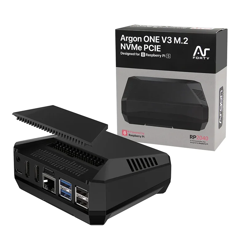 Argon ONE V3 M.2 NVME Case for Raspberry Pi 5 Aluminum Shell Bulit-in PWM Fan Heatsinks for RPI 5