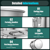 12L Stainless Steel Cereal Container Metal Kitchen Rice Oil Storage Bucket Airtight Durable Corrosion Resistant for Flour Cereal
