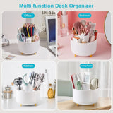 360 Degree Rotatable Pen Holder, 5 Slots Office Desk Organizer, Pencil Holder for Desk Multi-Functional Pencil Cup Desktop Stati