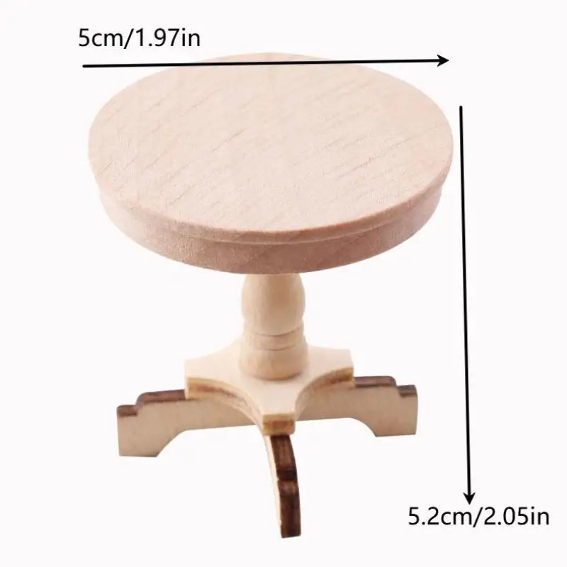 1:12 Dollhouse Miniature Coffee Table Small Round Table Original Wood Table Furniture Home Model Decor Toy Accessorie