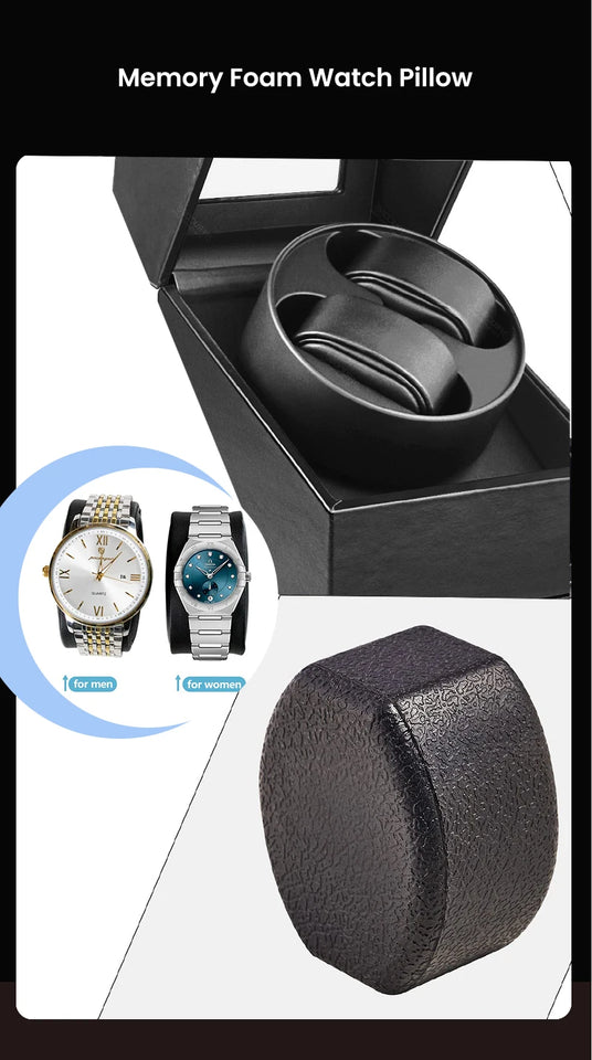 Double Watch Winder for Automatic Watches Automatic Watch Winder Leather Box 2 Slots Watch Winder for Men with Quiet Motor