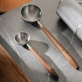 25ml Wooden Handle Stainless Steel Coffee Scoop Tablespoon Measuring Spoon Walnut Wood Long Handle Coffee Spoons Cafe Decoration
