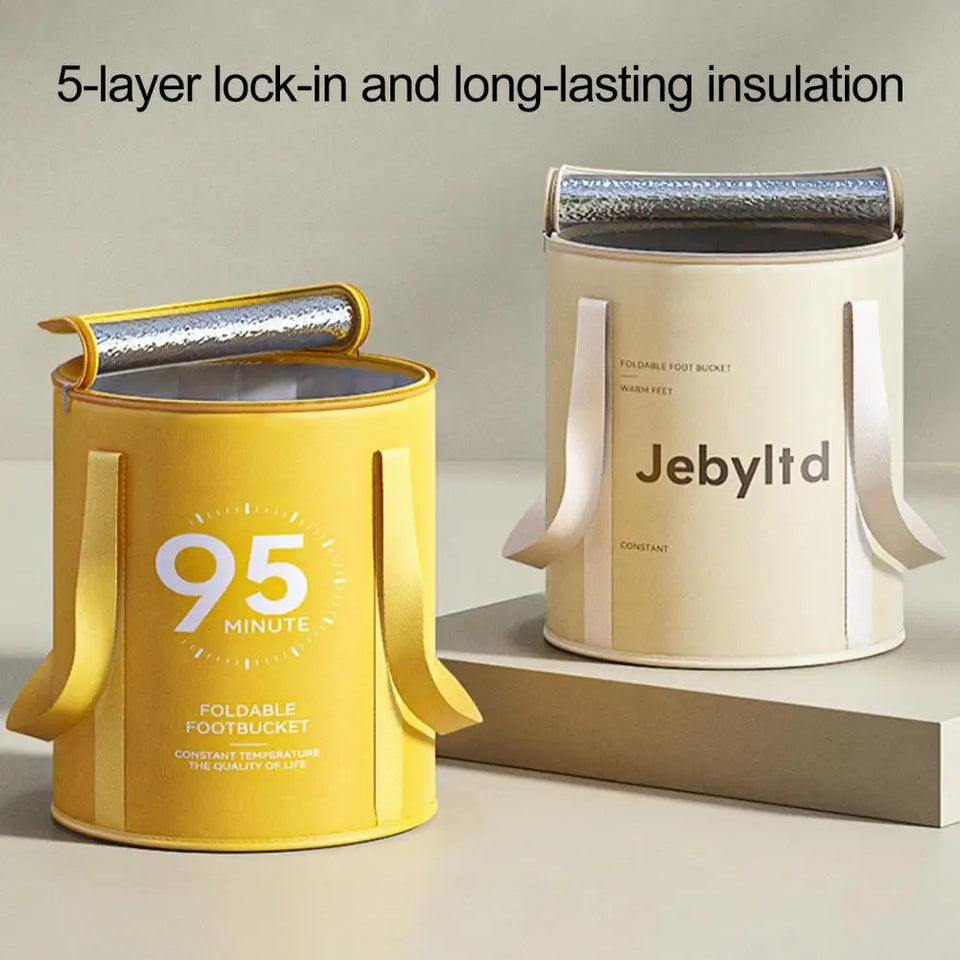 Portable Collapsible Foot Bath Tub Waterproof PVC Insulated Foot Bath Bag 37cm Travel Foot Spa Soaking Feet Foot Bath Bucket