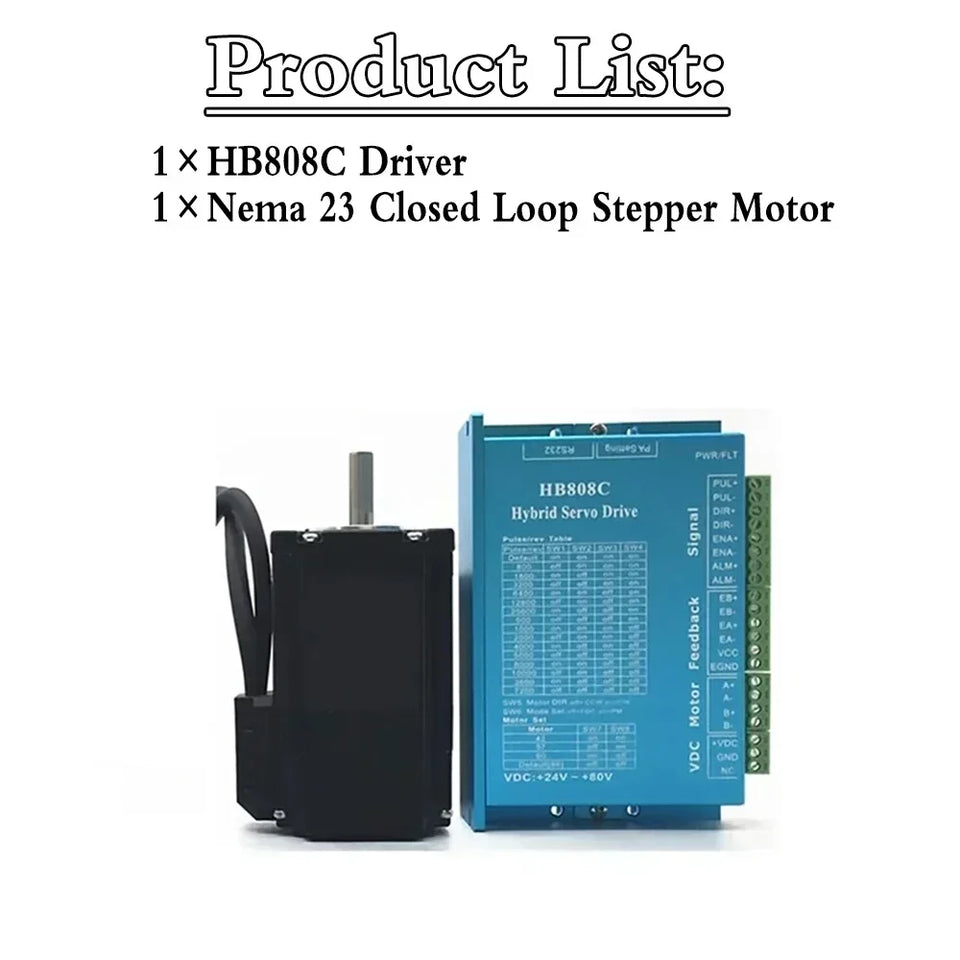 Nema23 Closed Loop Stepper Motor Drive Power supply Kit 1.2/2/3 Nm Easy Servo Motor Shaft 8mm 2 Phase Stepper Motor 3M Cable
