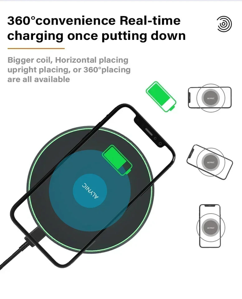 Fast Wireless Charger Pad Stand for iPhone 16 15 14 Samsung Xiaomi Earphone Phone Chargers Induction Wireless Charging Station