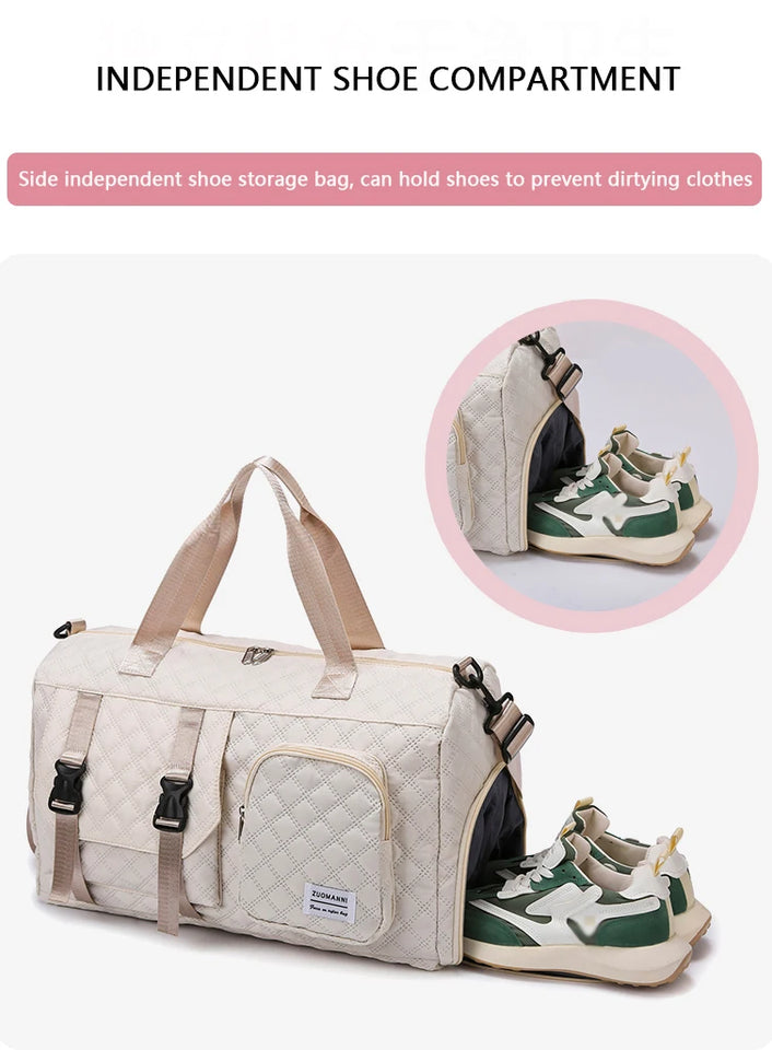 Durable Nylon Travel Duffle Bag, Portable Sports Gym Bag for Overnight Trips Shoulder Duffel Training Bag, Spacious Argyle