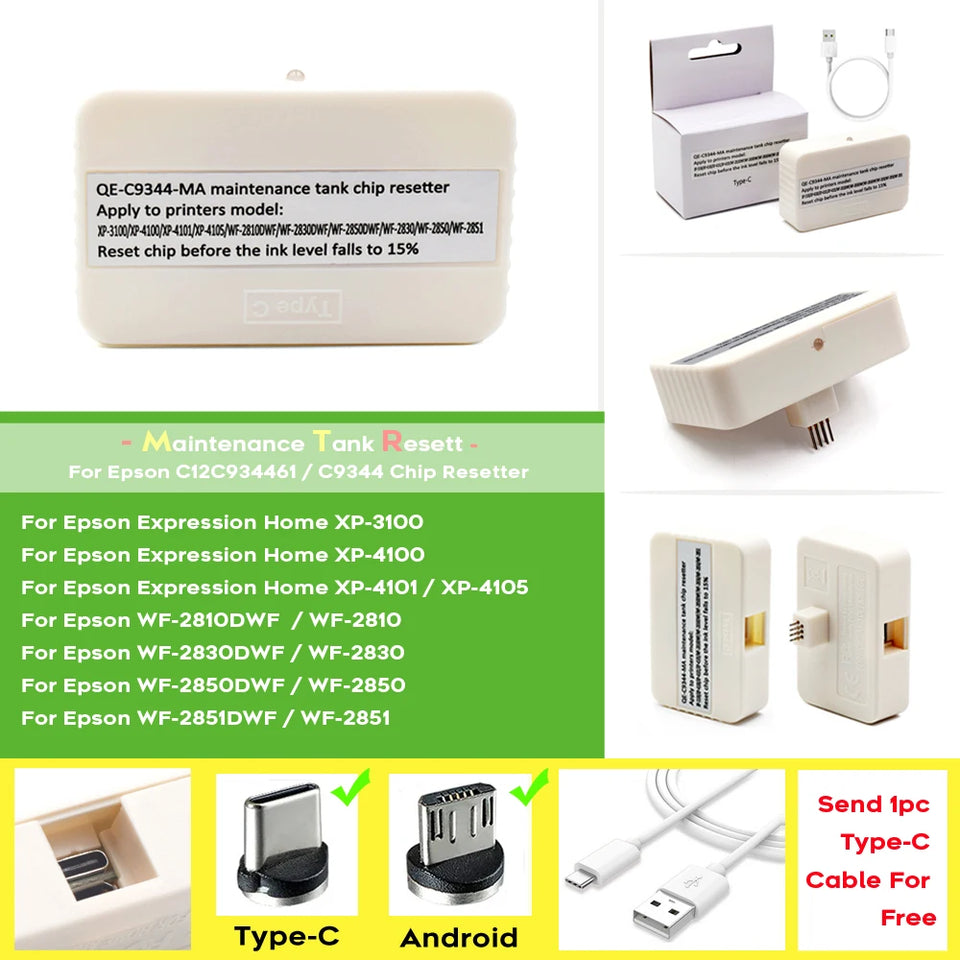 C9344 Maintenance Box Tank Chip Resetter For Epson L3560 L3550 L5590 XP-2100 2105 XP-3100 XP-3105 XP-4100 XP-4105 2810 Printer