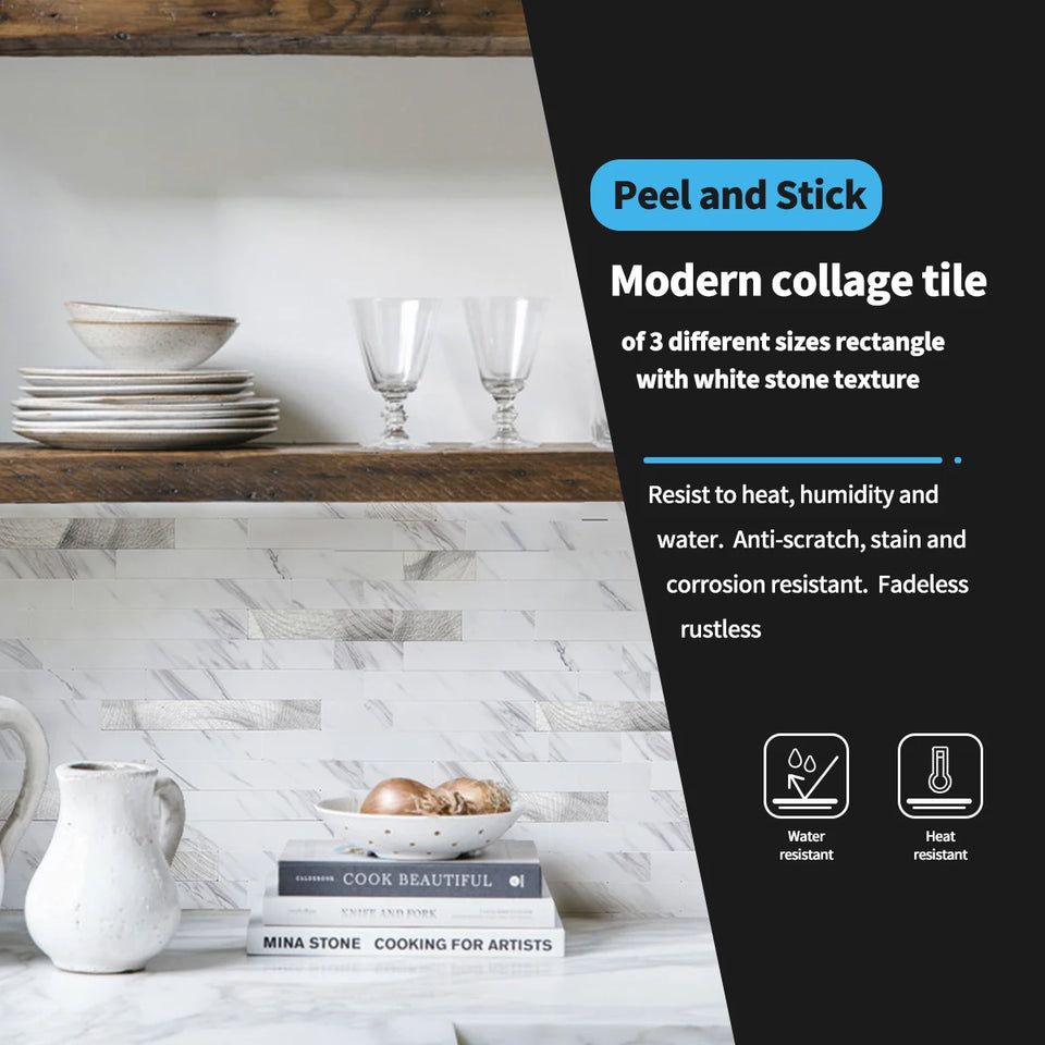 Art3d 10 Pack Peel and Stick Backsplash Tile for Kitchen Bathroom FirePlace Vanitity, Self-Adhesive Wall Tile