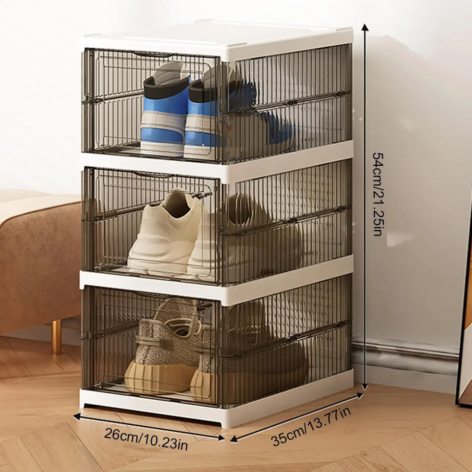 Shoe Rack Clear Shoe Storage Organizer Foldable Clear Stackable Box for Bedroom Hallway Home Dormitory Boot Workplace Sneaker