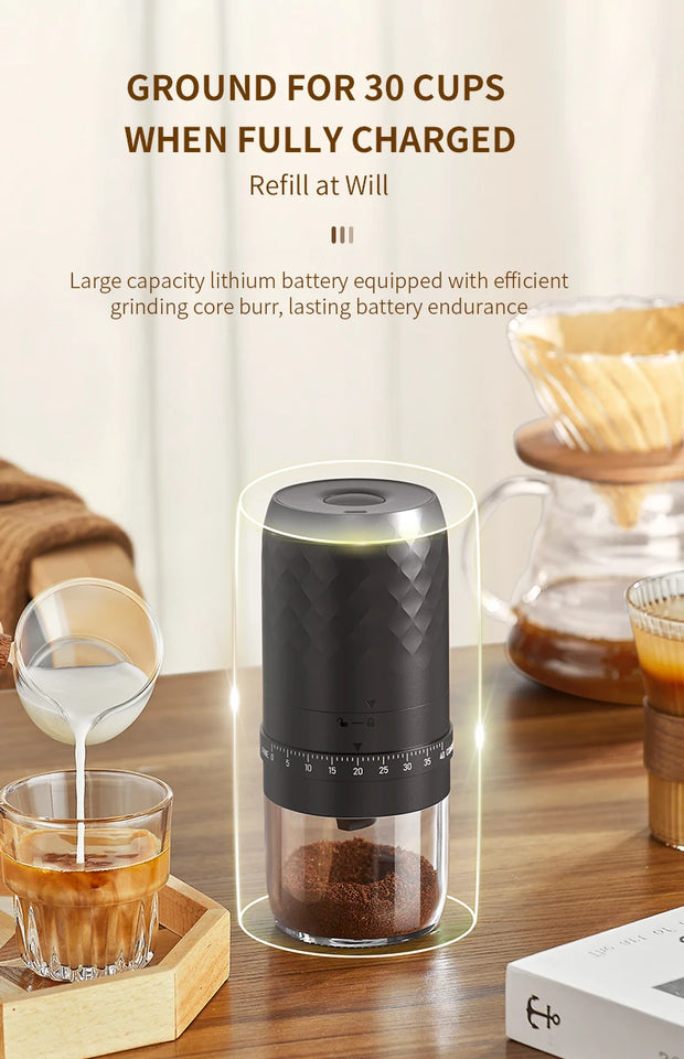 Home Coffee Grinder Portable Electric Coffee Grinder with Cleaning Brush Travel/Camping/Home/Office Dedicated Espresso Grinder