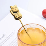 Stainless Steel Coffee Spoon Cute Lucky Cat Shape Teaspoon Dessert Snack Scoop Ice Cream Mini Spoons Tableware Kitchen Tools