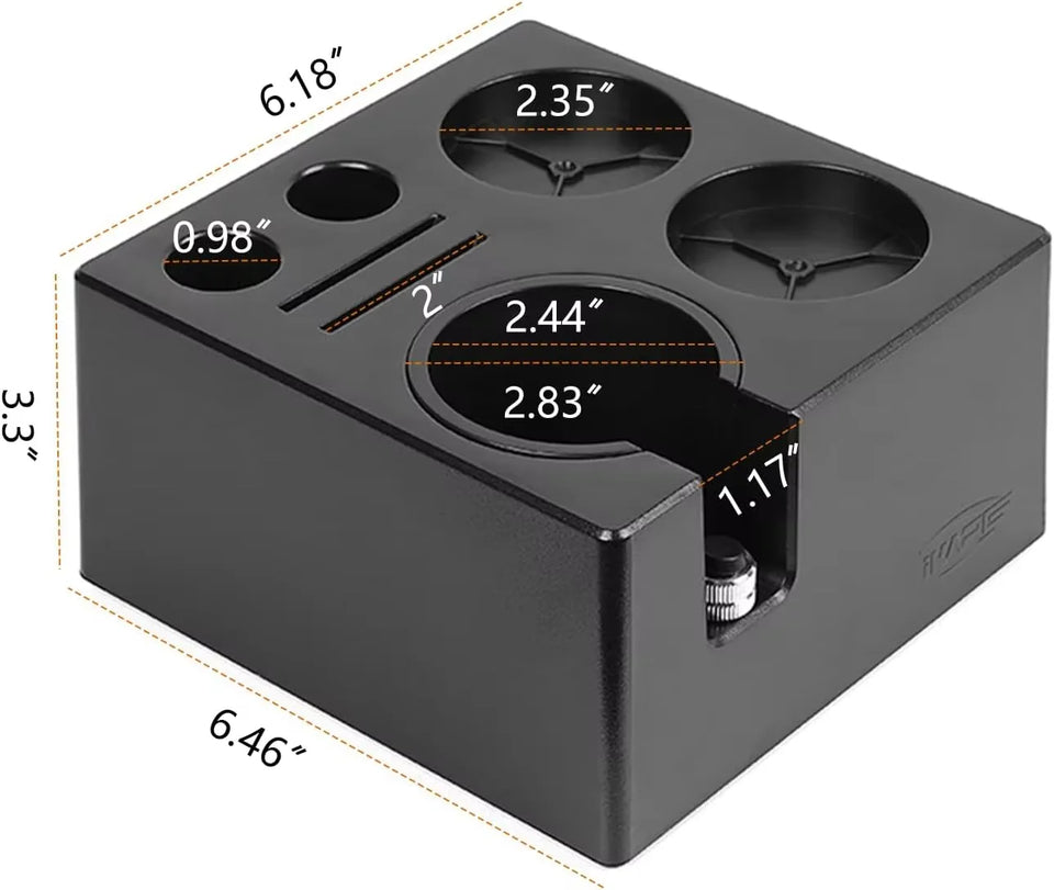 IKAPE 7 in 1 Espresso Knock Box 51/54/58MM Coffee Accessories Storage Organizer Universal Fit Espresso Bar Tools Box Black/White