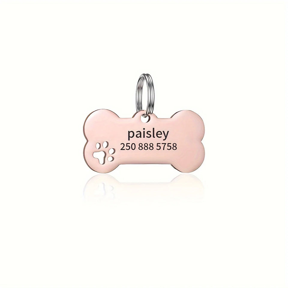 Personalized Engraved High-Quality Dog Tag Bone-Shaped Collar Pendant with Name Phone Number Custom Pet Identification Accessory