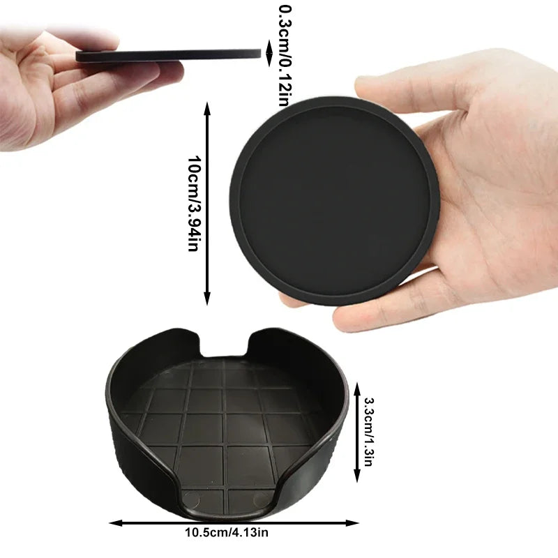 6Pcs 10cm Silicone Coasters Round Heat Resistant Rubber Tea Cup Mat Drink Coffee Mug Glass Beverage Holder Pad Decor Table Mat