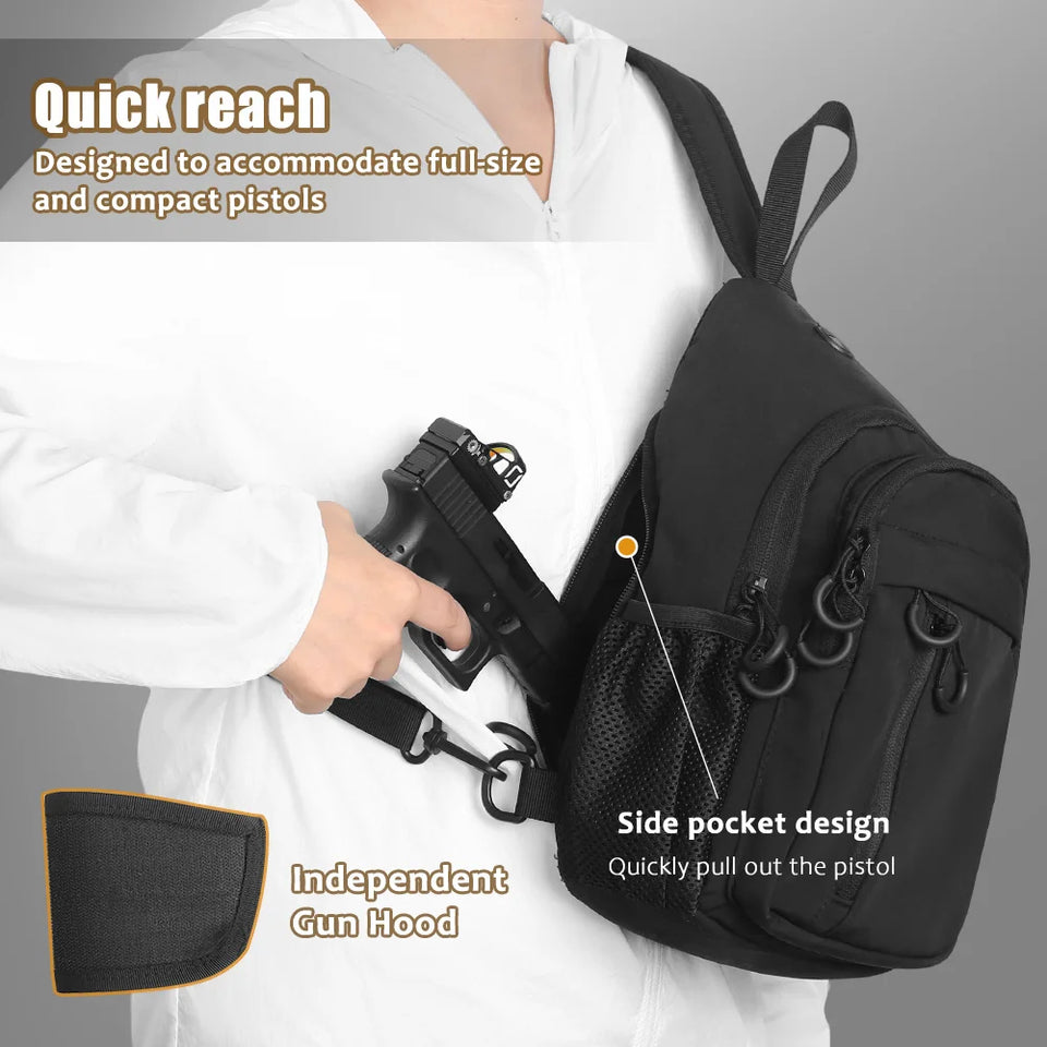 Concealed Carry Bag Tactical Crossbody Sling Backpack Shoulder Gun Holster Bag Chest Pack EDC Pouch Pistol Holster Bag Hunting