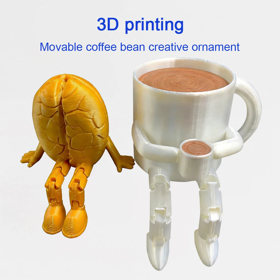 3D printing coffee bean creative ornament, movable and interesting desktop ornament, desk coffee companion decoration