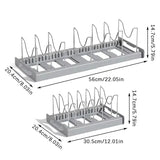 Expandable Kitchen Pot Pan Organizer under Cabinet with 7 Adjustable Dividers Food Storage Container Lid Storage 1 Pack