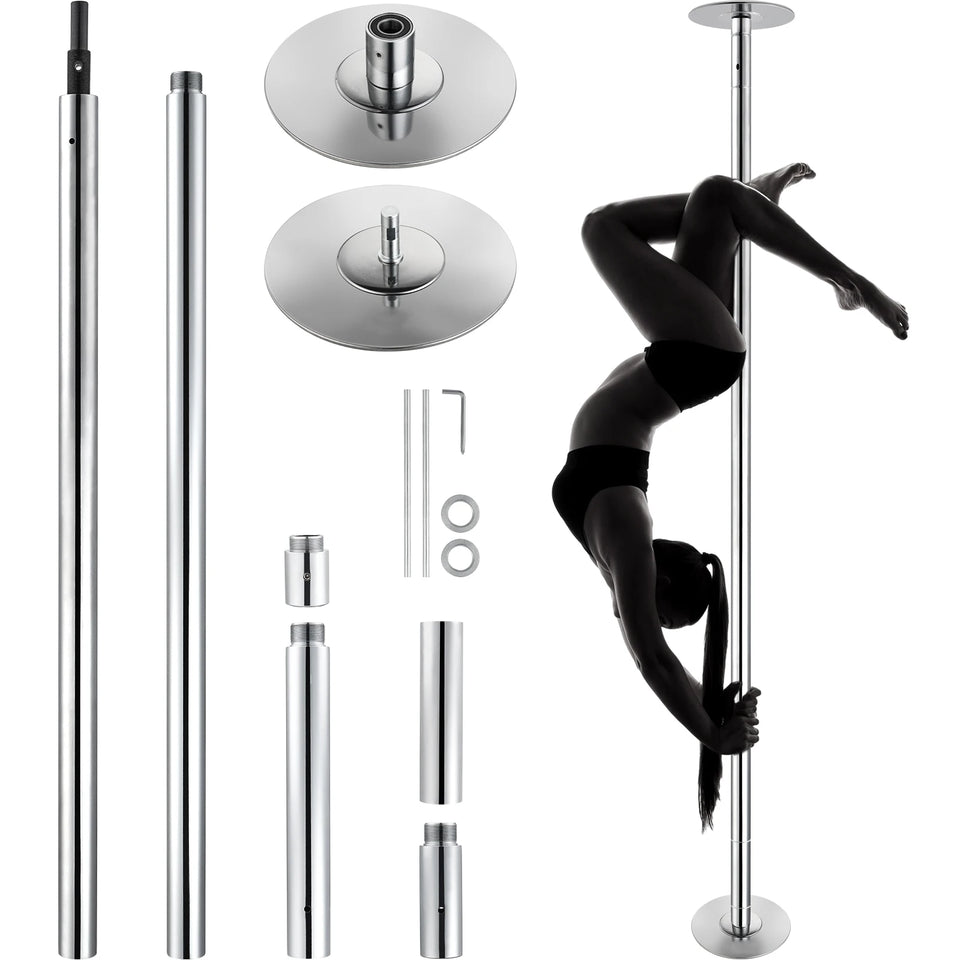 SucceBuy Professional Dancing Pole Spinning Static Dancing Pole Kit Portable Removable Pole 45mm Heavy-Duty Stainless Steel Pole