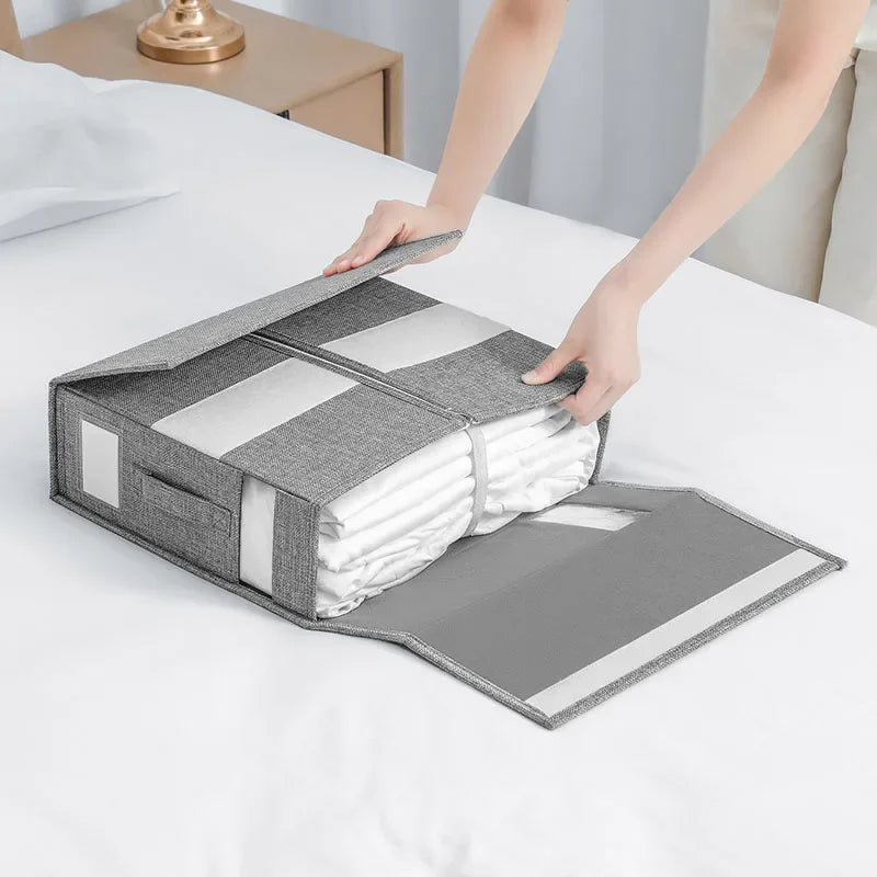 Foldable Closet Storage Bins Air And Dust Resistant Folding Bed Linen Organizer Window Clothes And Sheets Storage Box