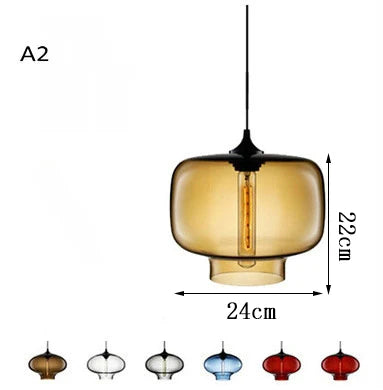 Modern Restaurant Chandelier Light Blown Colorful Glass  Lampshade Glass Ceiling Hanging Lamps Living Room Coffee Room Office