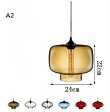 Modern Restaurant Chandelier Light Blown Colorful Glass  Lampshade Glass Ceiling Hanging Lamps Living Room Coffee Room Office