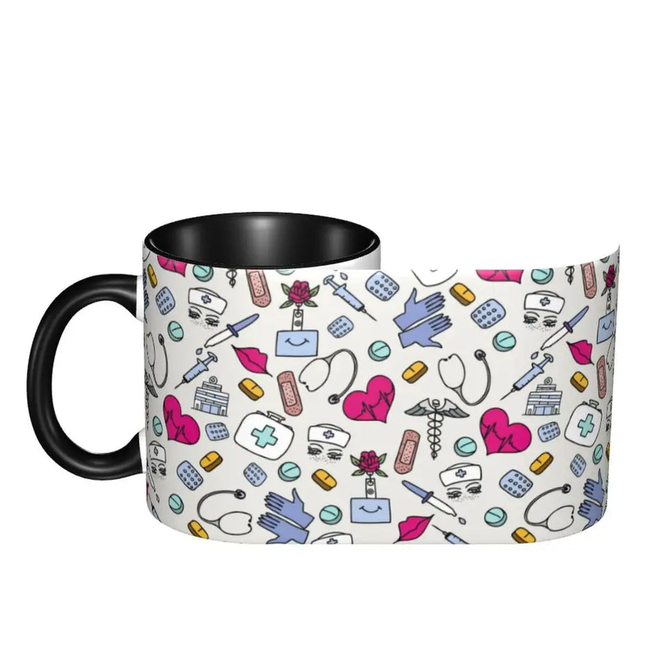 Pink Doctor Nurse Coffee Mugs DIY Customized Enfermera En Apuros Ceramic Milk Tea Mug Cup