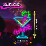 Cocktails Beer Neon Sign - Bright LED Bar Decor,  Commercial Pub & Home Bar, Grand Opening Gift for Bartenders & Brew Lovers